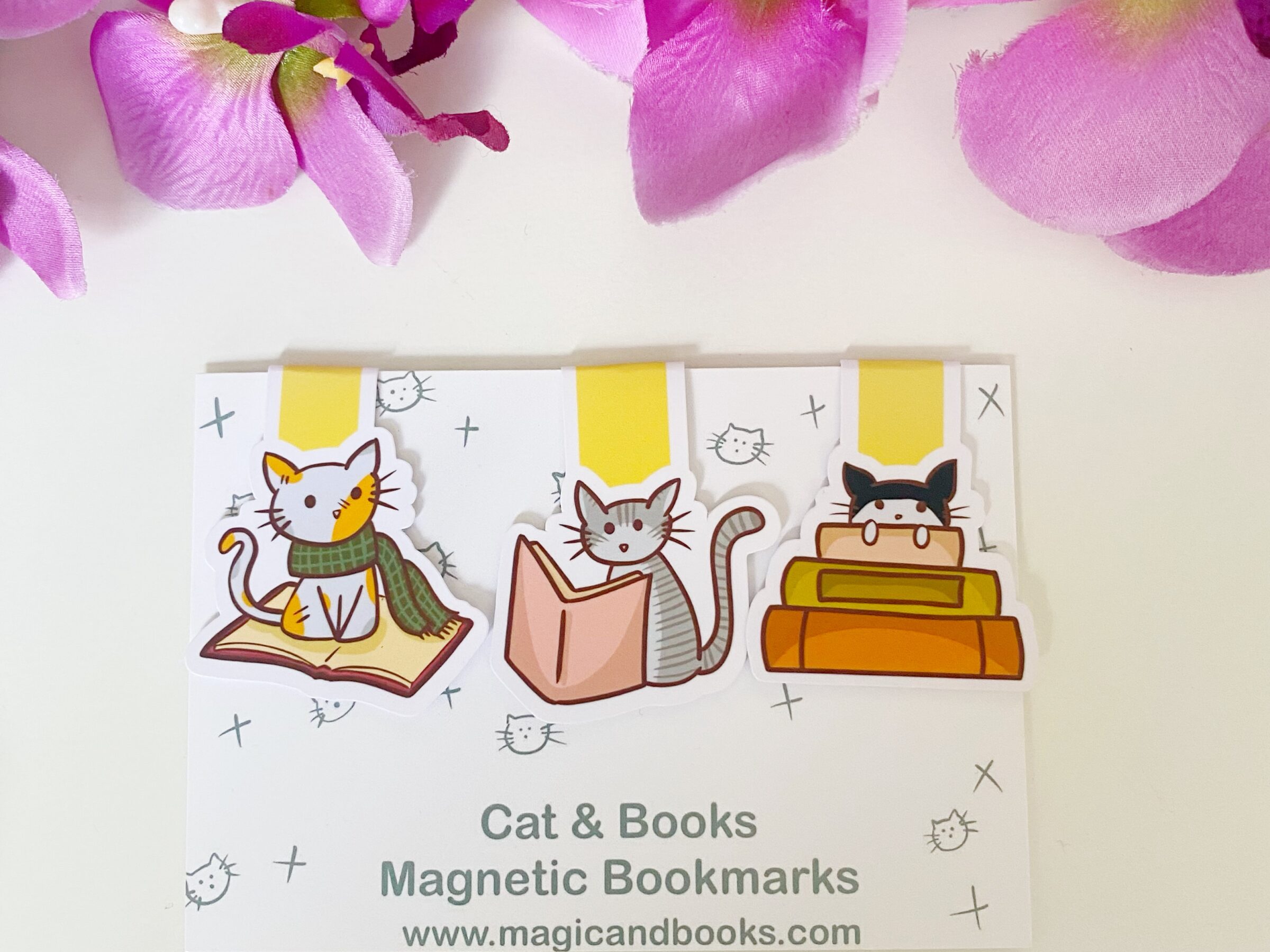 Boekenlegger set - Magnetisch - Katten en boeken