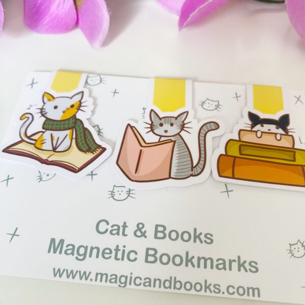 Boekenlegger set - Magnetisch - Katten en boeken