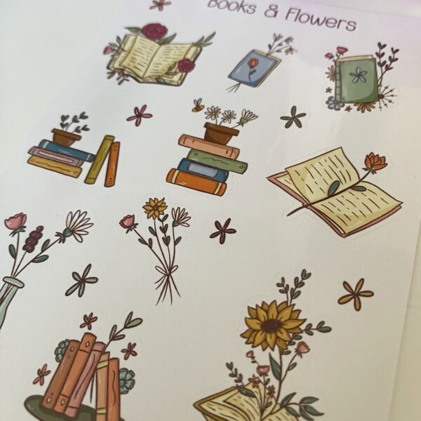 Stickervel - Boeken en Bloemen